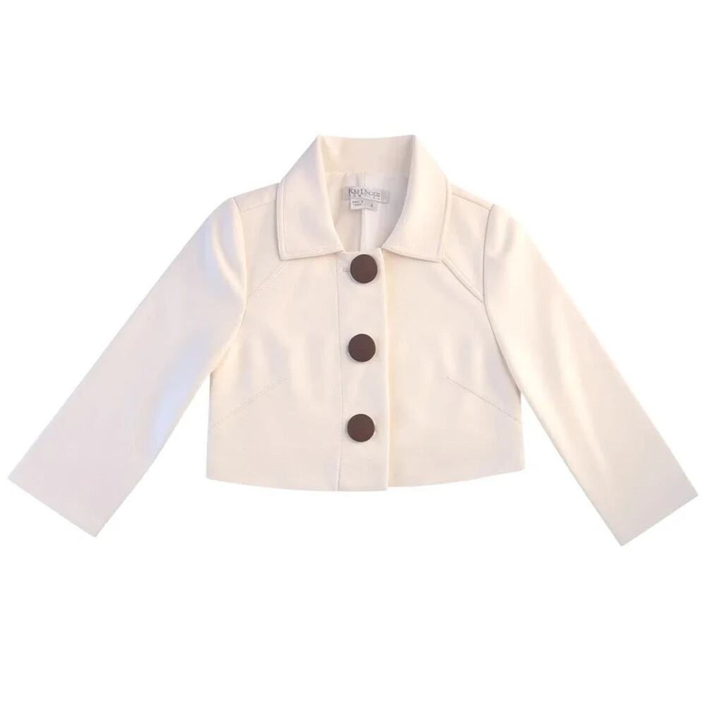 Kay Unger Ivory Cropped Button-Front Jacket